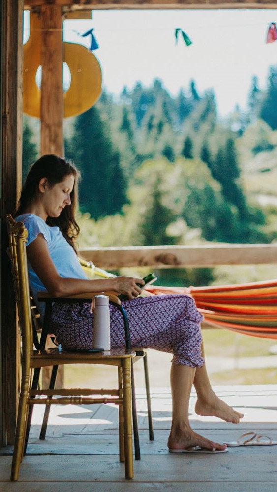 woman reading a book