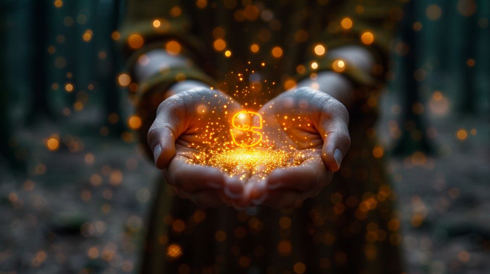 Sparks glow in hands