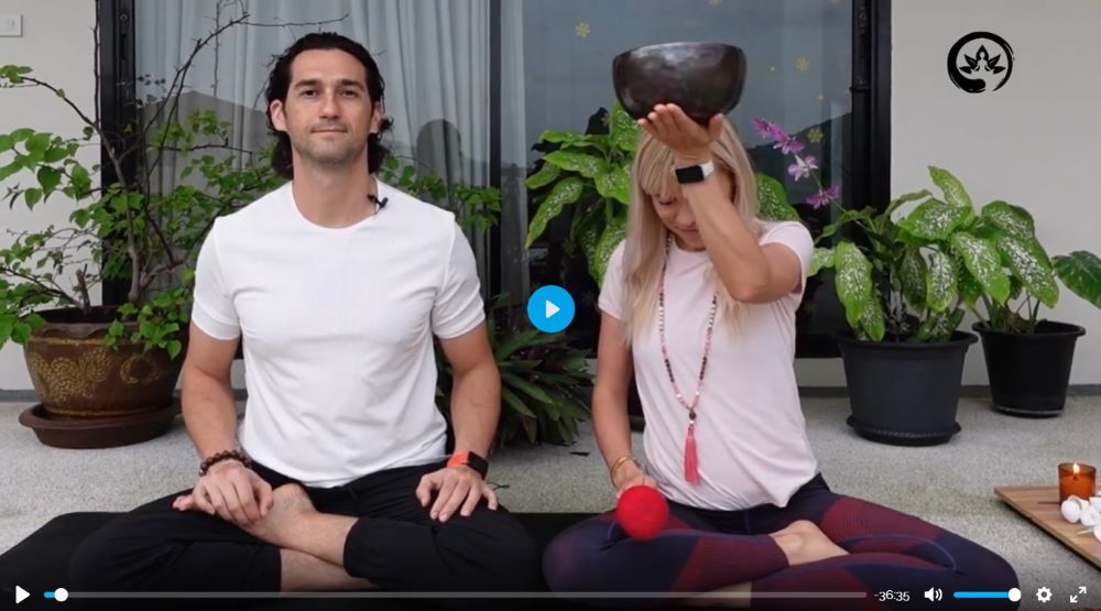 Olga and Roman are sitting in the lotus position