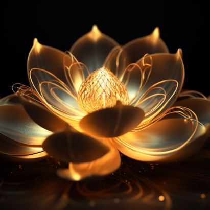 Golden lotus on black background