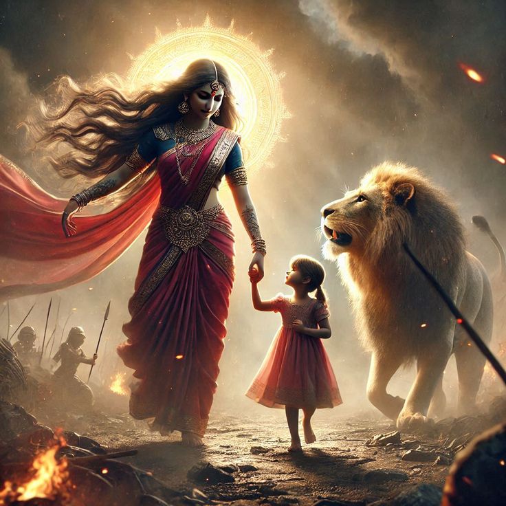 Дурга защищает детей