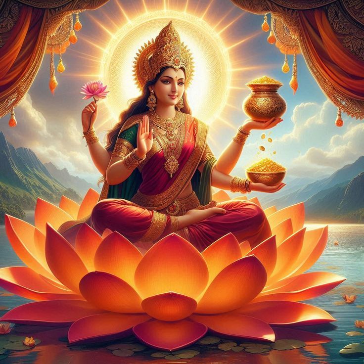 Лакшми в лотосе оранжевом