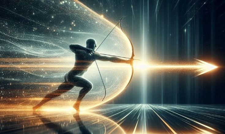 Лучник выпускает стрелу