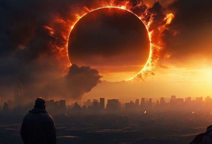 Раху "проглатывает" Солнце во время затмения