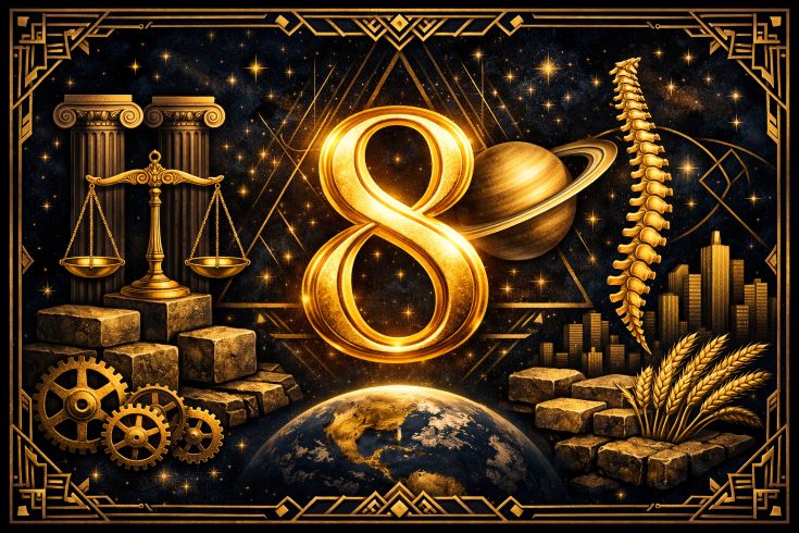 Золотая цифра 8 с Сатурном