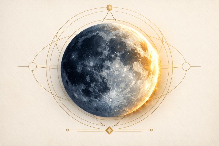 Moon with shadow and sunlight