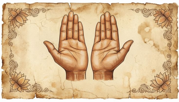 Две раскрытые ладони в акварельном стиле