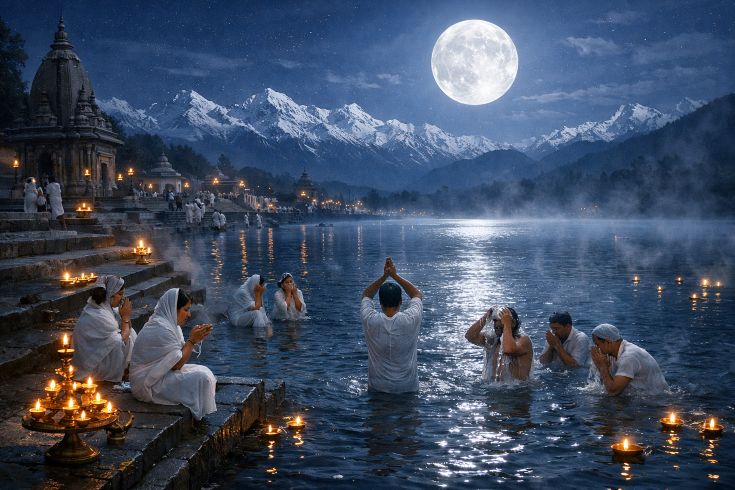 Paush Purnima - священное омовение в Ганге зимней ночью