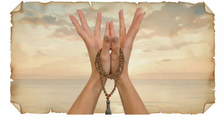 Руки в мудре на чистом пергаменте