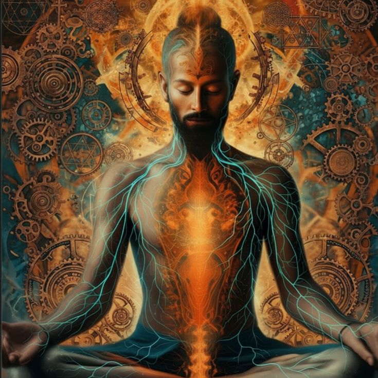 Сюрреалистическое произведение искусства, посвященное духовной медитации