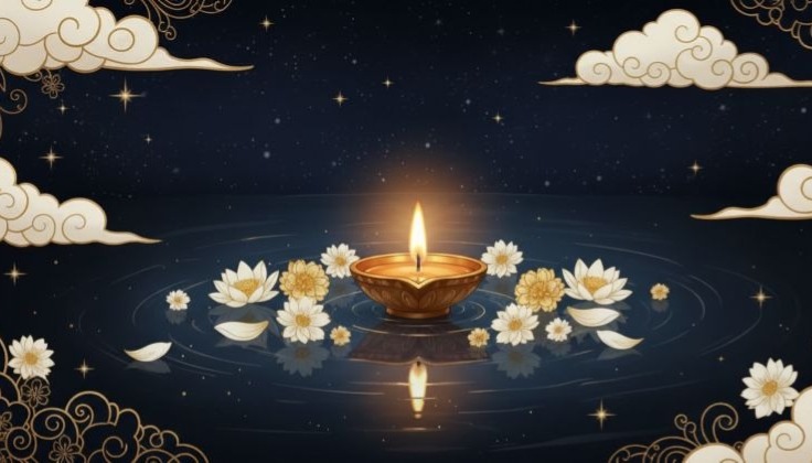 Ведическая ритуальная свеча и цветы