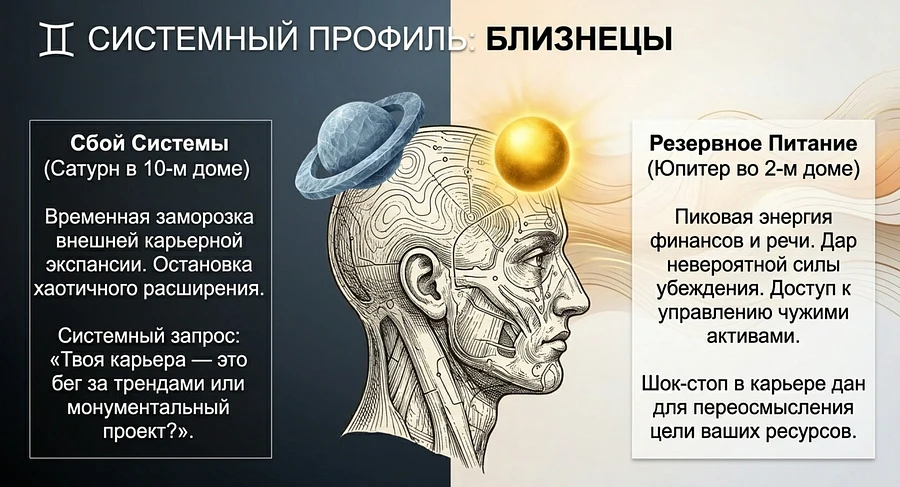 Ретро Сатурн 2026 Близнецы